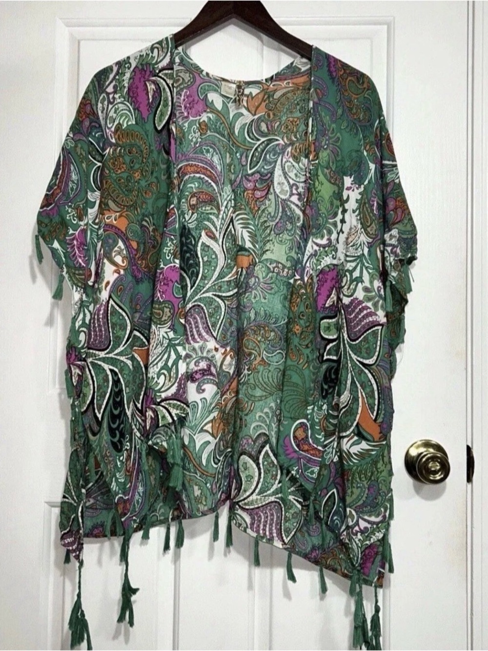 Do Everything In Love Anthropologie Kimono Paisley Print Tassel Fringe One Size